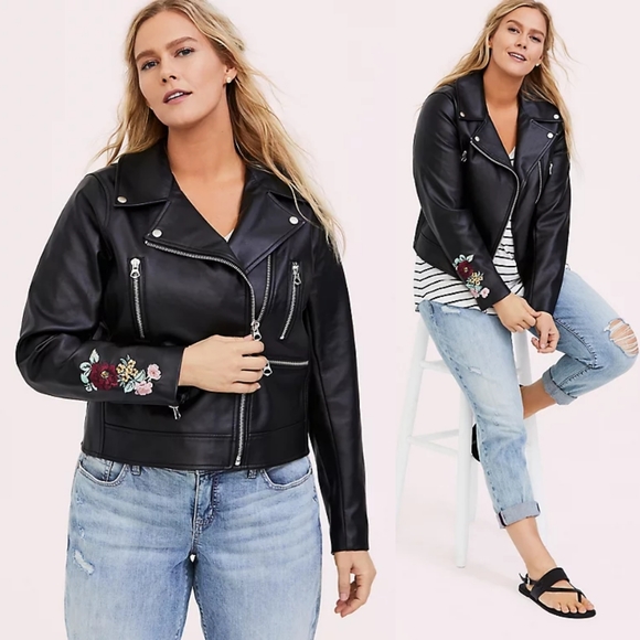 🆕SALE Torrid Embroidered Floral Crane Moto Jacket - Picture 3 of 8
